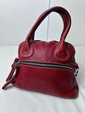 ROOTS Vintage Red leather handle bag Rare and nice Canada made